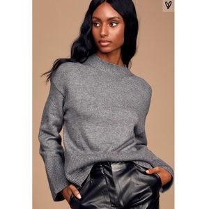 Lulu's: Loving the Cozy Life Grey Ribbed Sweater